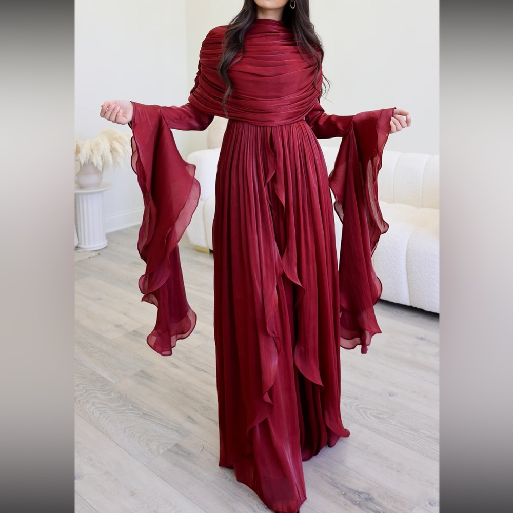 Elegant Burgundy Evening Gown